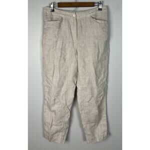 Chico’s Linen Ankle Straight Pants BeigevSize 6R Women’s